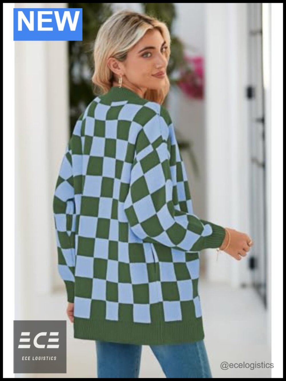 Oversized Ribbed Knit Open Front Cardigan with Pockets - Picture 3 of 6